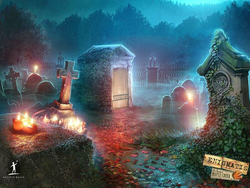 Graveyard at Night — Blue, Creepy