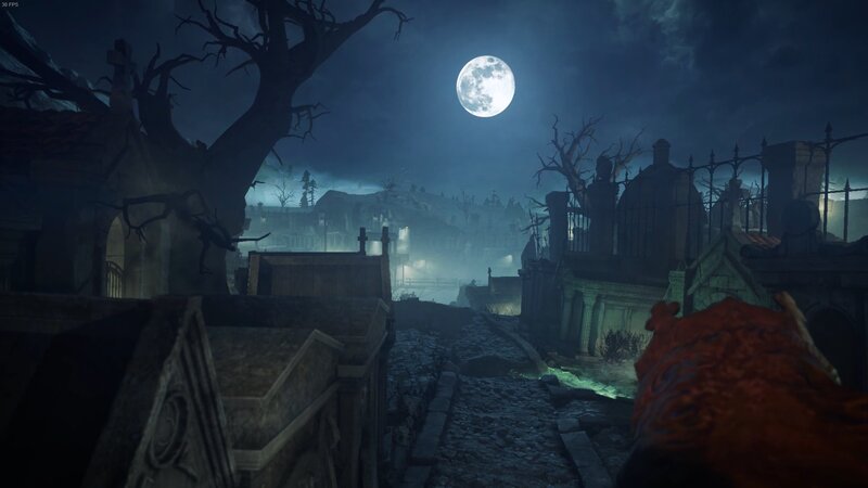 Graveyard at Night — Blue, Dark, Eerie