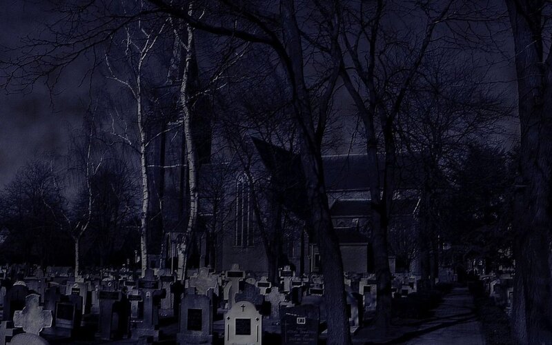 Graveyard at Night — Blue, Dark