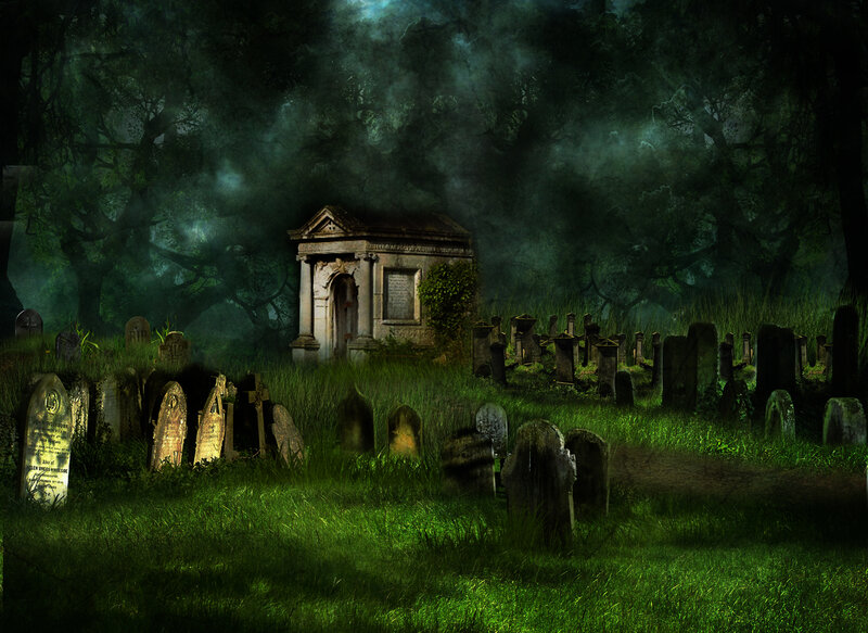 Graveyard at Night — Green
