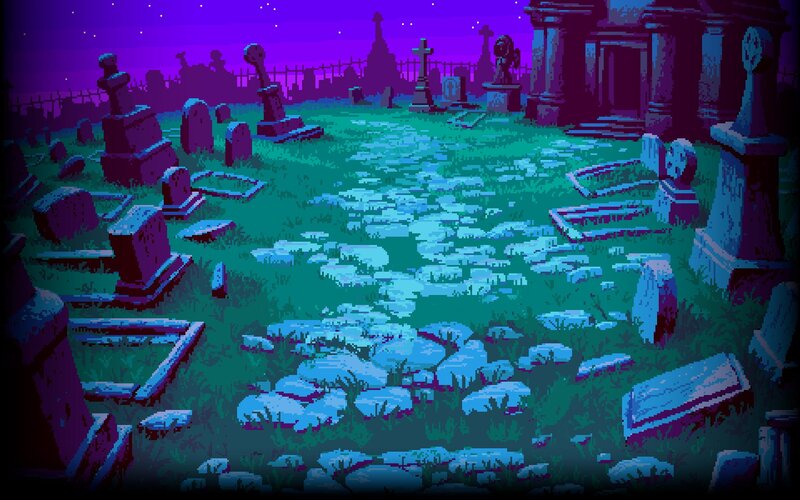 Graveyard at Night — Purple, Dark