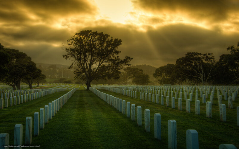 Graveyard at sunset