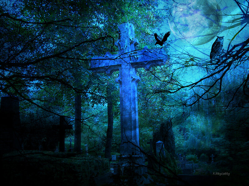 Graveyard Cross at Night