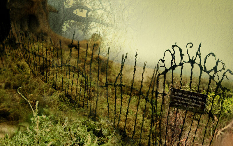 Graveyard fence with inscription