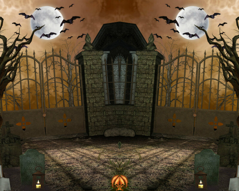 Graveyard Gate at Night — Brown