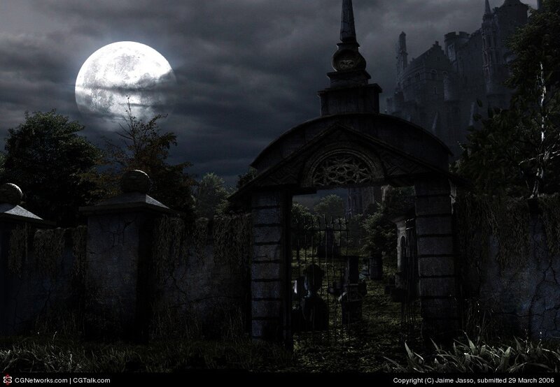 Graveyard Gate at Night
