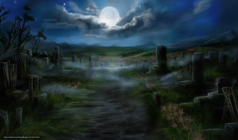 Graveyard under Moonlight