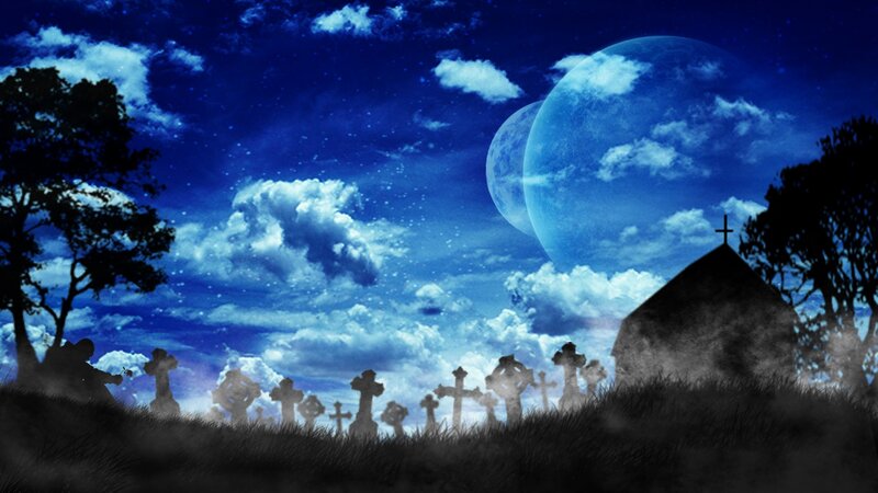 Graveyard under Twin Moons — Blue