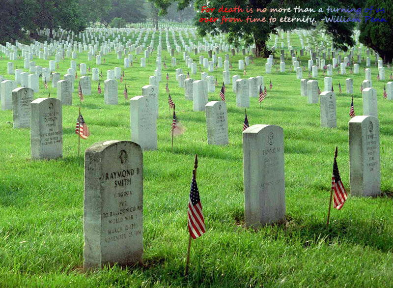Graveyard with American flags
