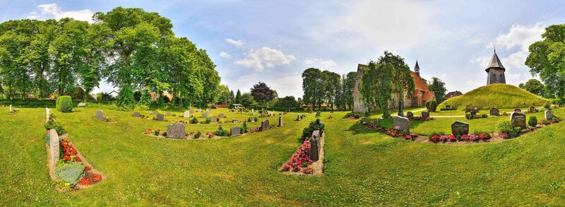 Graveyard with Church — Green