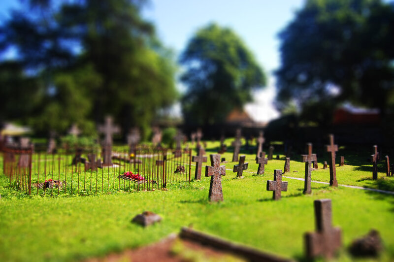 Graveyard with crosses