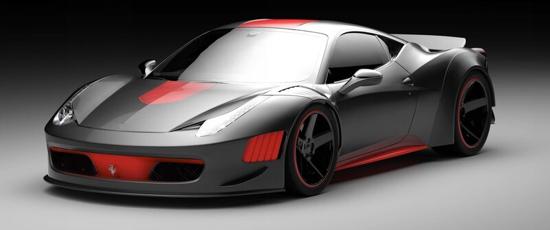 Gray and Red Sports Car — Dramatic