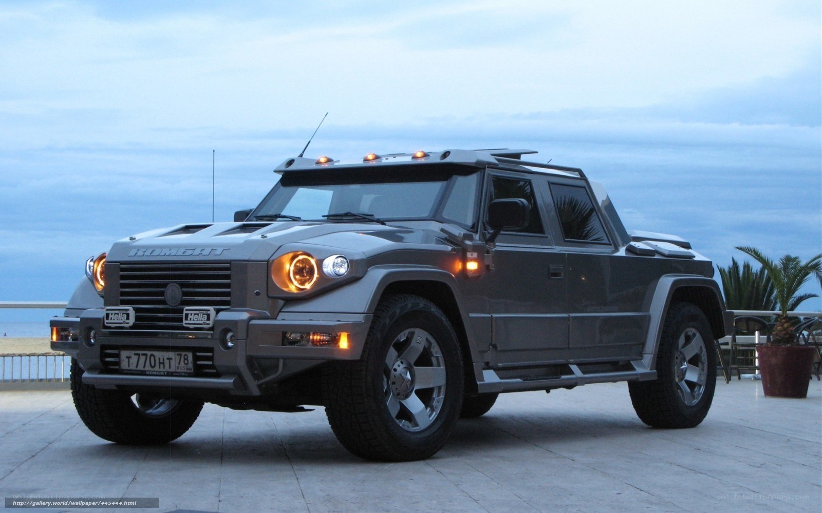 gray armored pickup truck