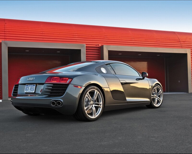 Gray Audi R8 Sports Car — Dramatic, Sunset