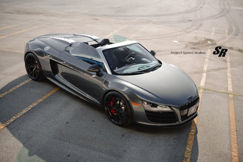 Gray Audi R8 Spyder — Dramatic, Afternoon