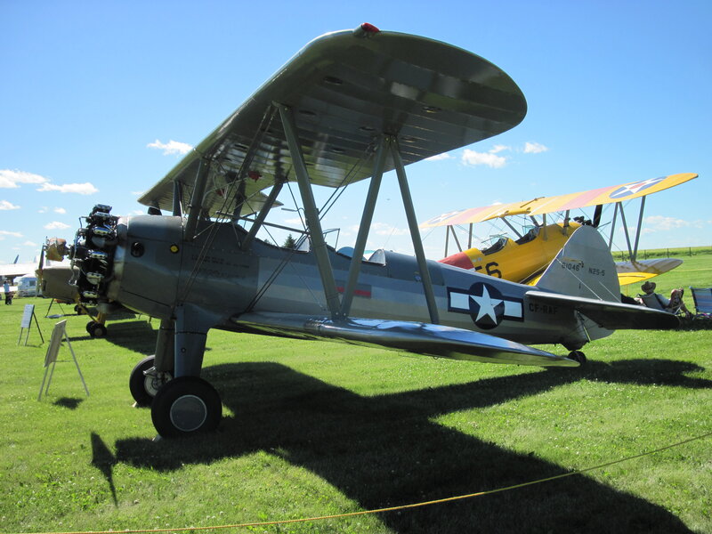 Gray Biplane on Grass
