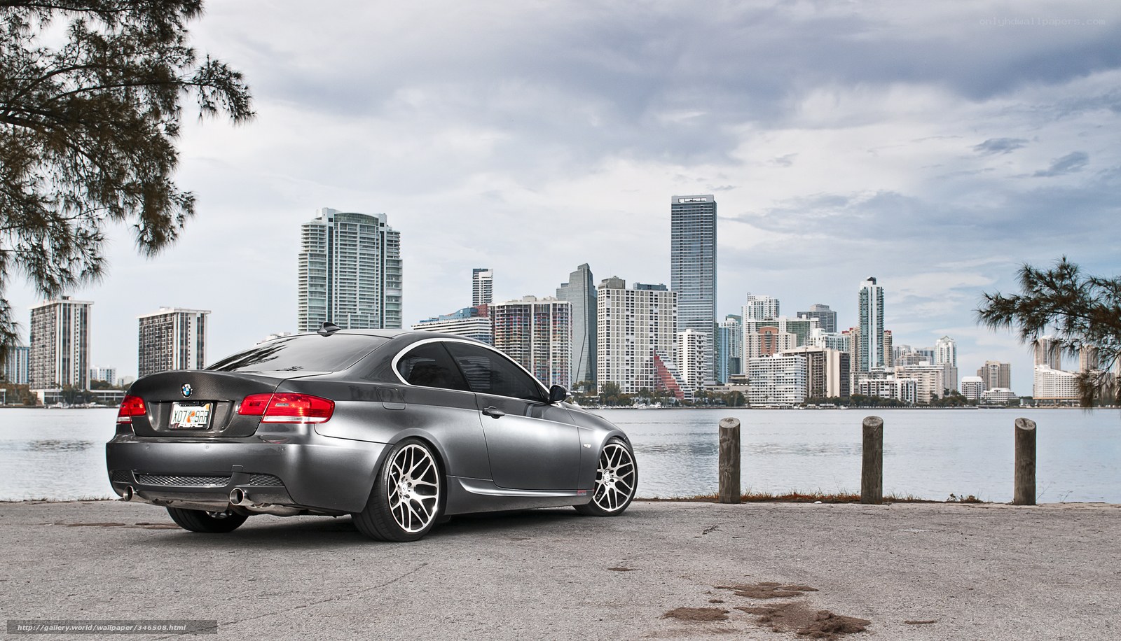 gray bmw coupe by city skyline