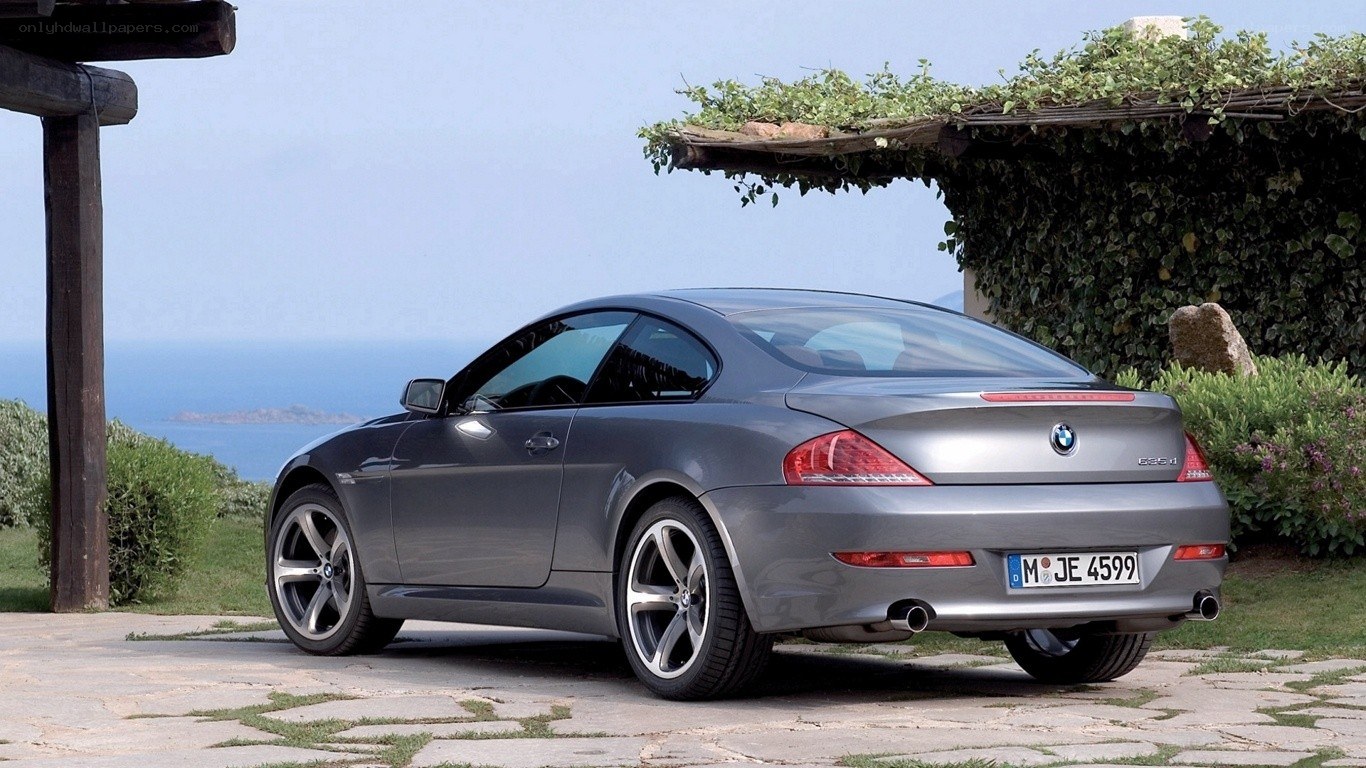 Gray BMW coupe by the sea