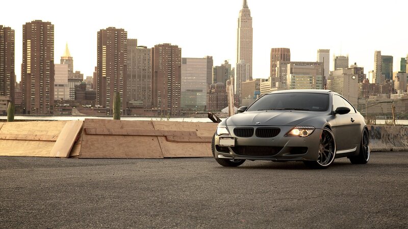 Gray BMW Coupe — Dramatic, Sunset, Photograph, City Skyline