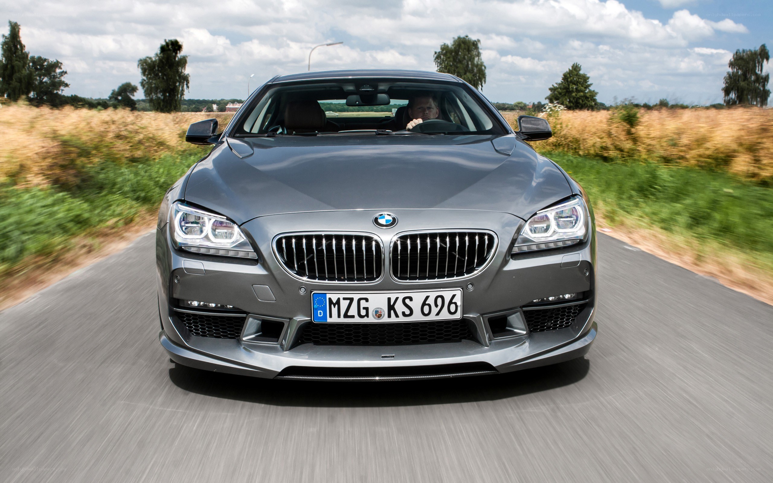 gray bmw driving on country road