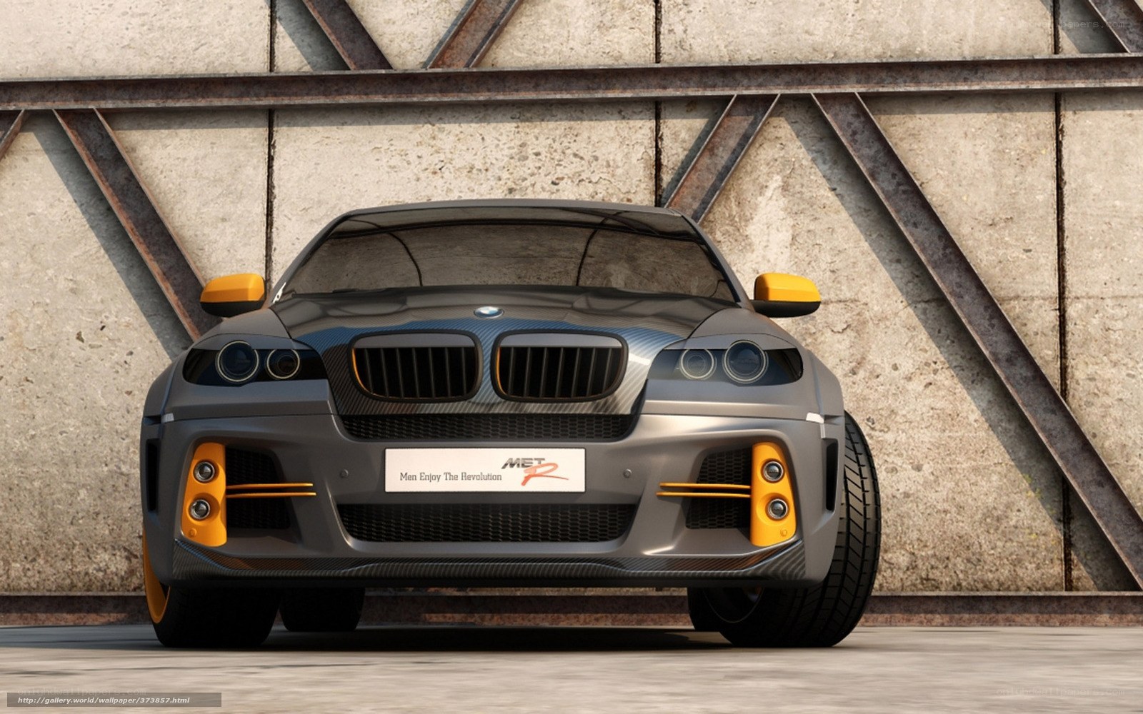 gray bmw with yellow accents