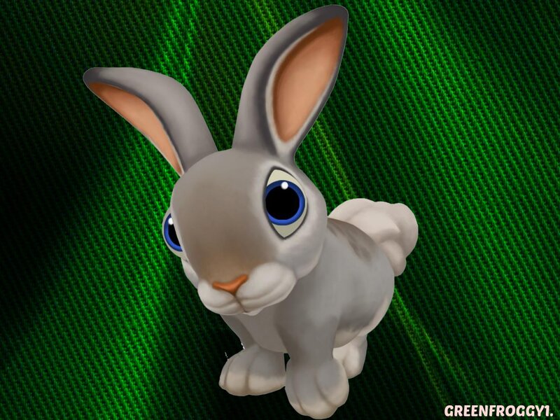 Gray Bunny Rabbit — Green