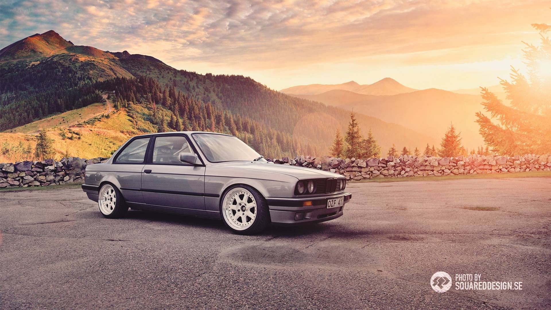 gray car in mountain landscape