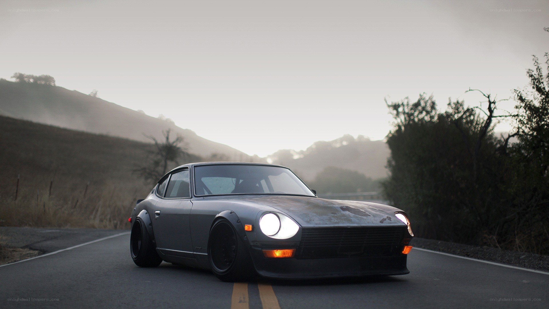 gray car on a winding road