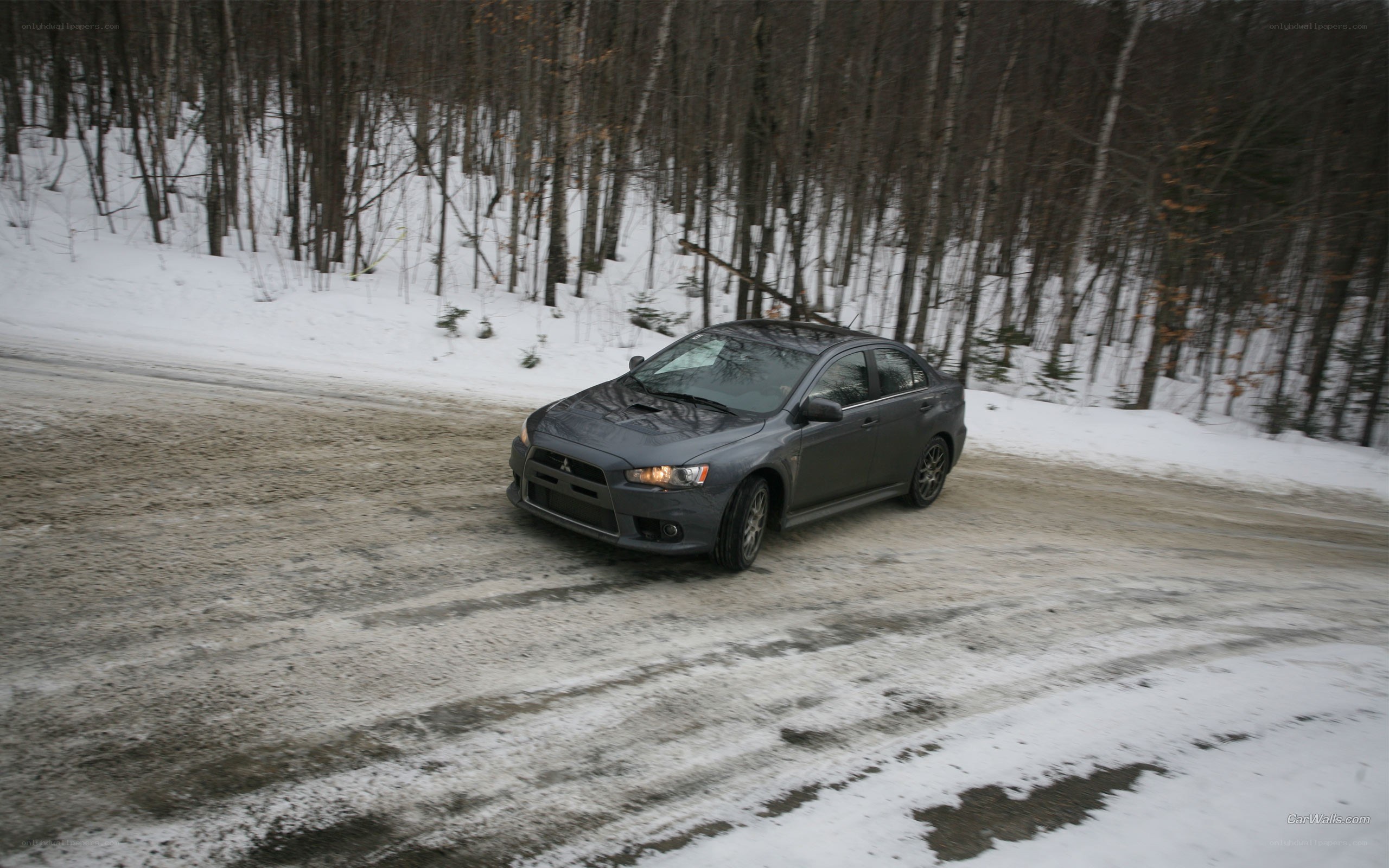 gray car on snowy road