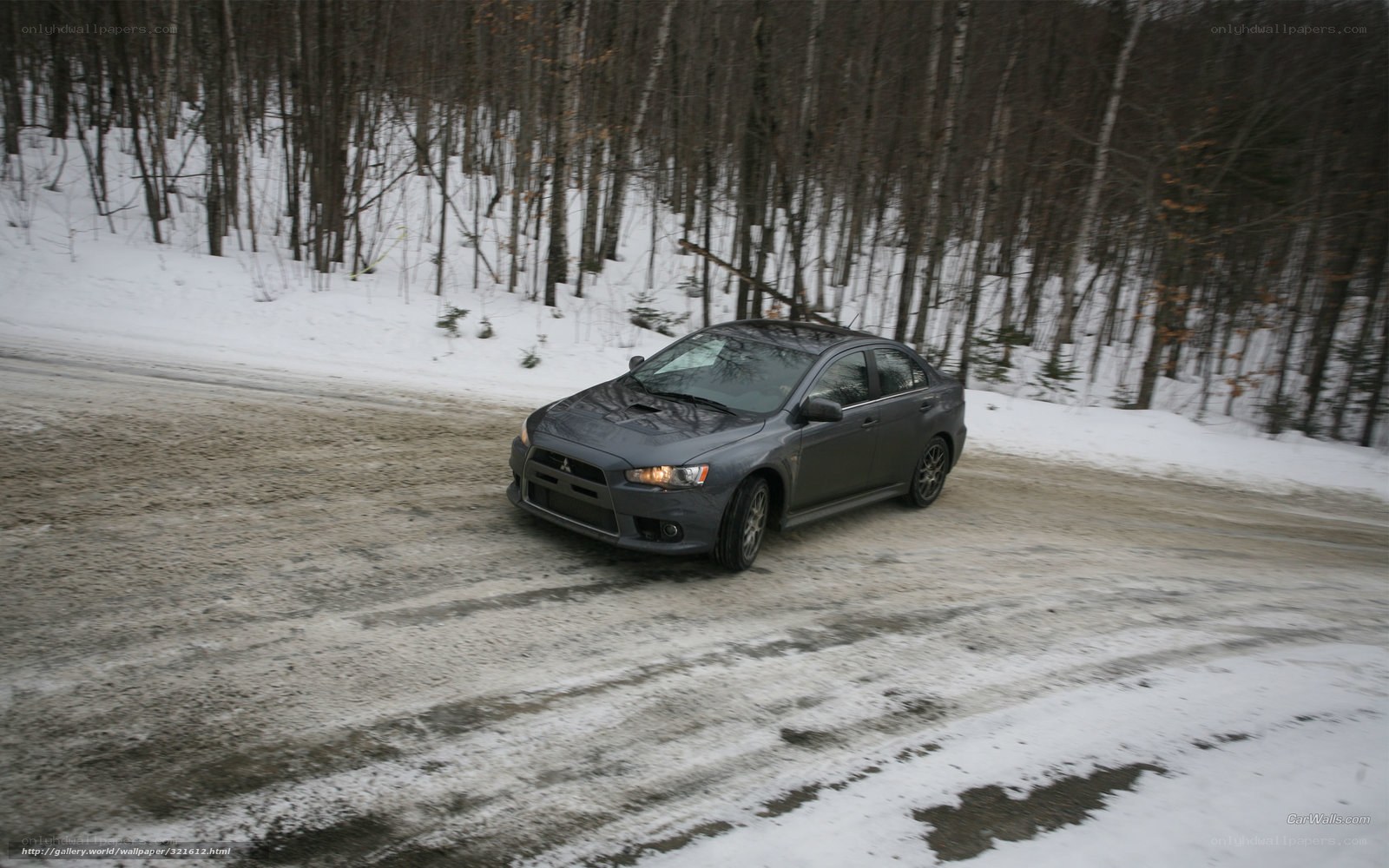 gray car on snowy road