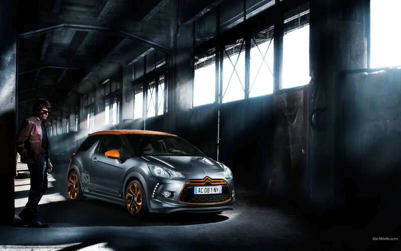 Gray Car with Orange Accents — Dramatic