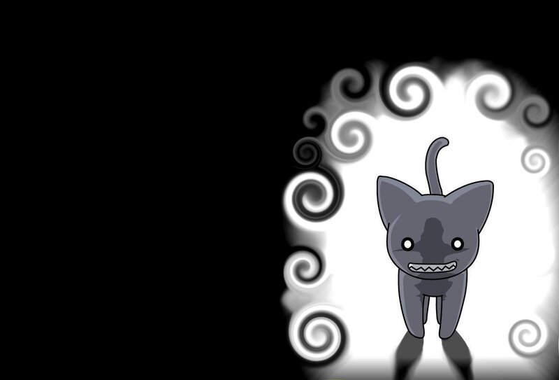Gray Cartoon Cat — Black