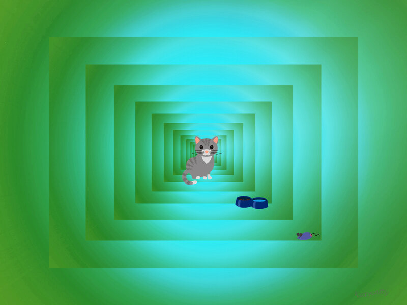 Gray Cat in Tunnel — Green