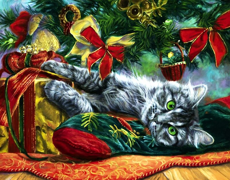 Gray Cat under Tree