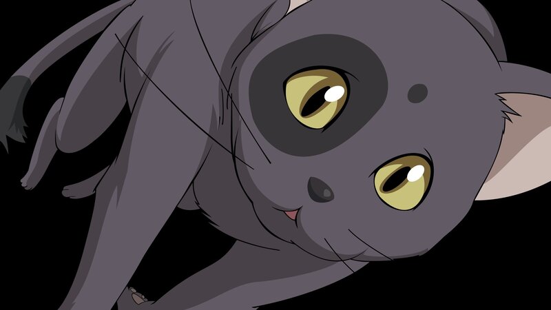 Gray Cat with Yellow Eyes — Calm, Anime