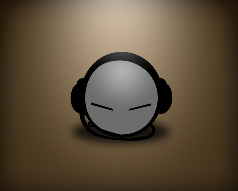 gray character with headphones
