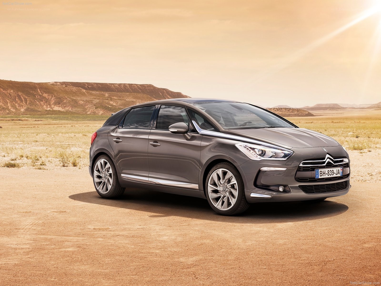 Gray Citroën DS5 in desert