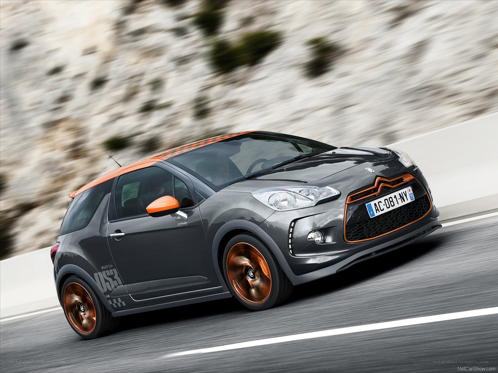 gray citroen ds3 racing on road
