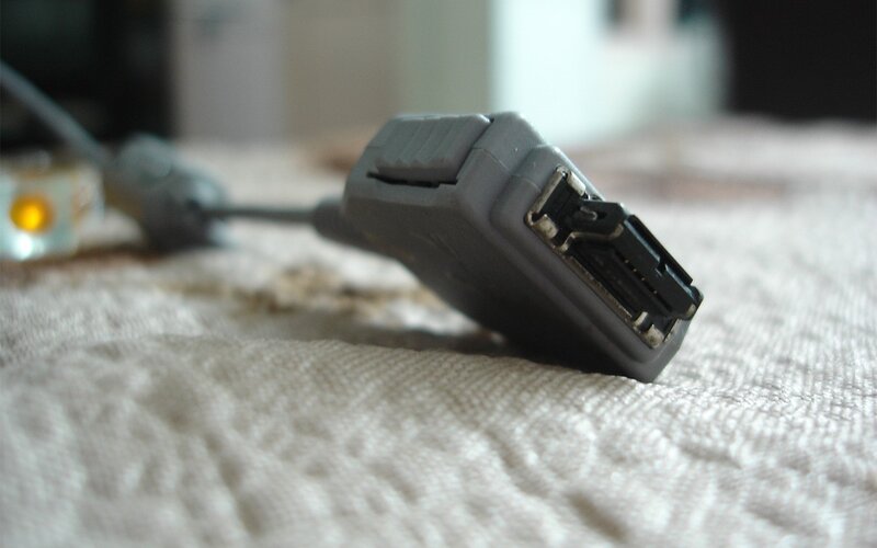 gray connector on fabric