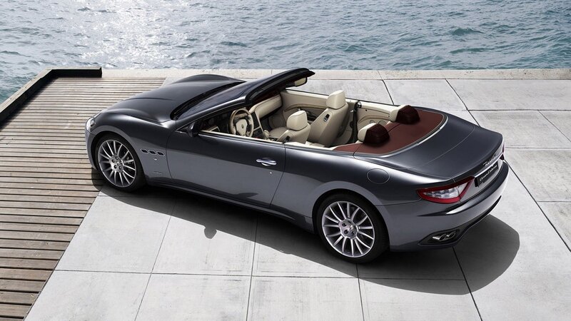 Gray Convertible Car — Serene, Afternoon, Photograph, Dock, Water, Beige