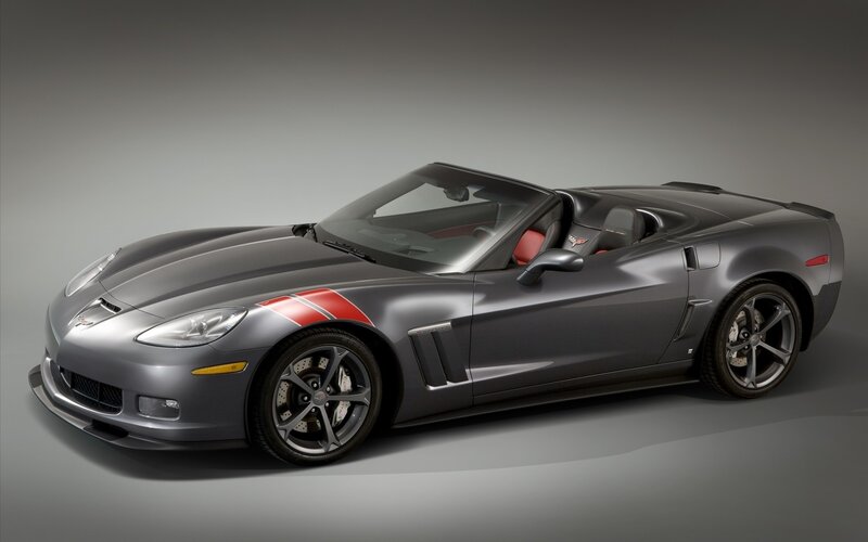 Gray Convertible Sports Car — Dramatic, Photograph, Red Stripes, Black Wheels