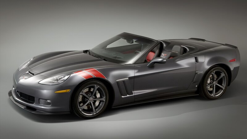 Gray Convertible Sports Car — Dramatic, Photograph, Red Stripes