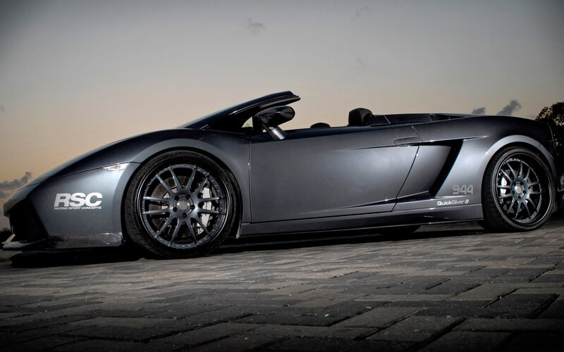 Gray Convertible Sports Car — Dramatic, Sunset, Photograph