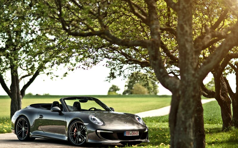 Gray Convertible Sports Car — Green, Serene