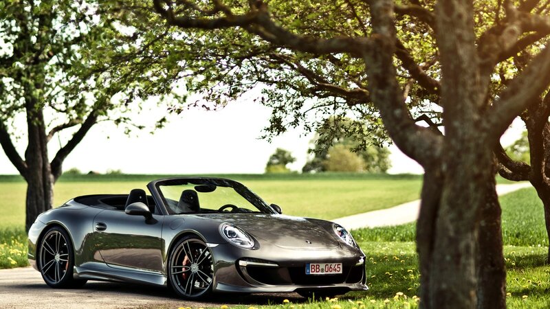 Gray Convertible Sports Car — Green