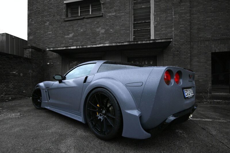 gray corvette in alley