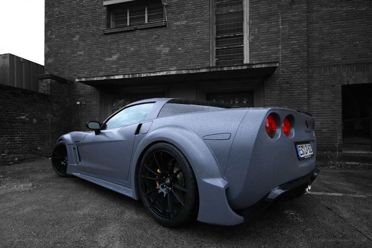 gray corvette in alley