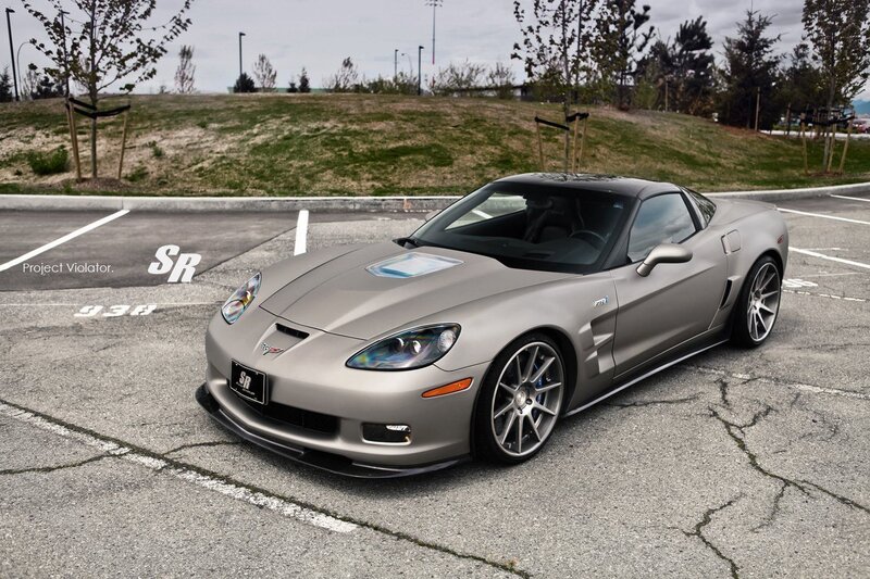 Gray Corvette in Parking Lot