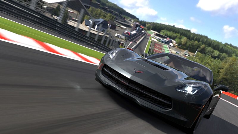 Gray Corvette on Racetrack