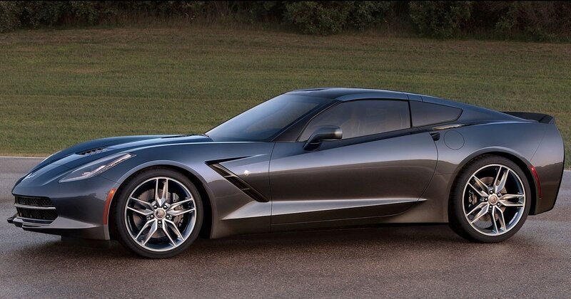 Gray Corvette Sports Car — Calm, Sunset, Photograph